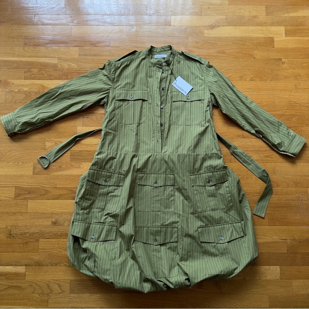 ❌SOLD‼️JW Anderson Multi Pocket Striped Shirt Dress with belted waist